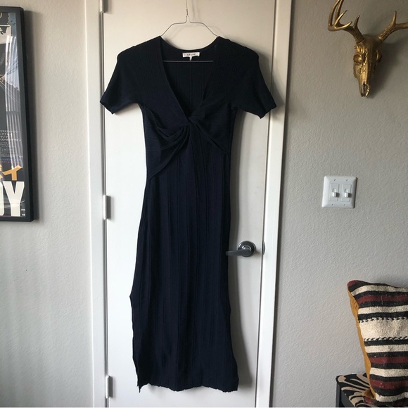 FRAME Twist-Front Rib Knit MIDI Dress sz. S - Picture 9 of 9